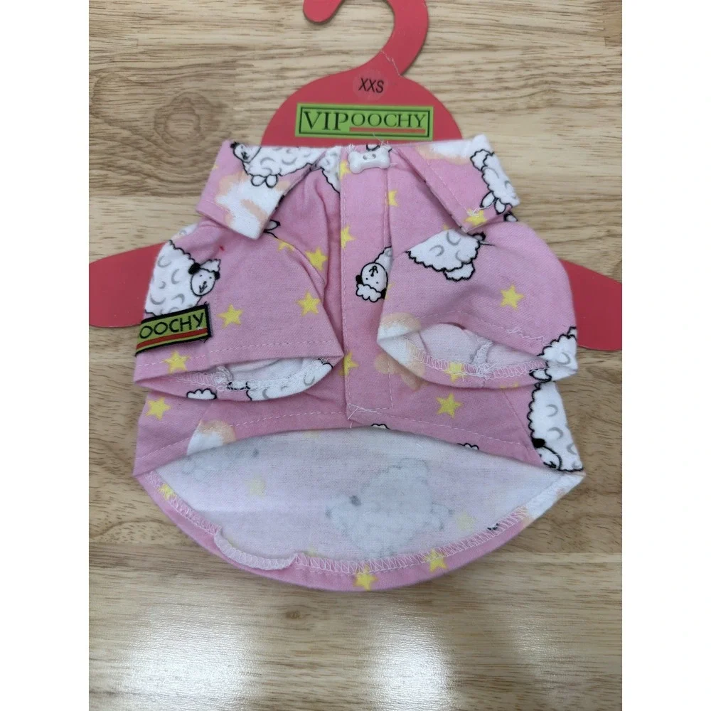 VIPoochy Dog Sweater Pajamas Coat‎ Pink Sheep With Hook &Loop Closure XXS #47